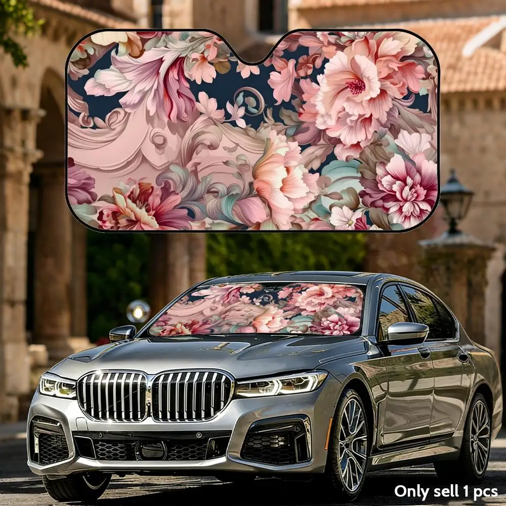 

Floral Symphony Sun Visor Foldable Universal Car Windshield Sun Shade UV Protection Heat Insulation Foldable Cover