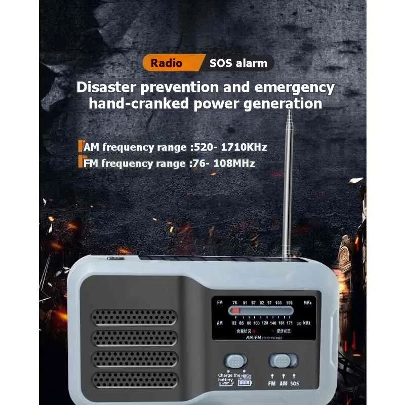 abkw多機能ポータブル緊急手回しラジオライト-アウトドア環境用サバイバルギア