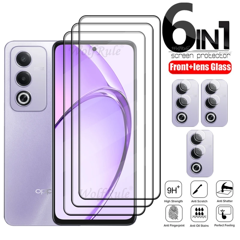 6-in-1 For OPPO A80 5G Glass OPPO A80 5G Tempered Glass 9H HD Full Glue Cover Protective Screen Protector OPPO A80 5G Lens Glass