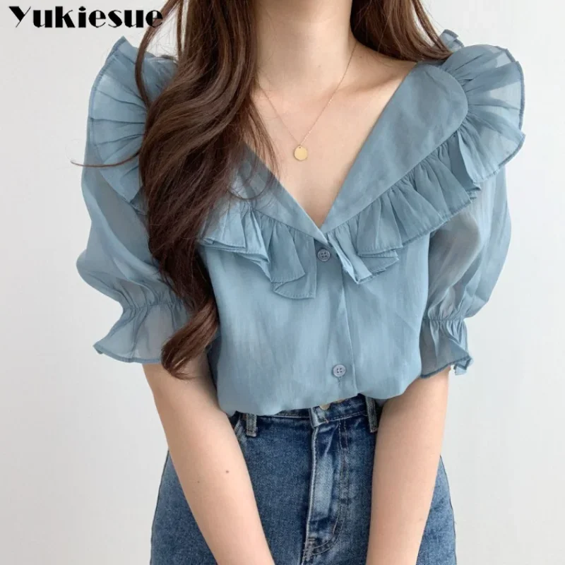 

Модная рубашка нестандартной формы, повседневный топ для отпуска, корейская женская одежда, хлопковая тонкая женская блузка со средним рукавом, новинка лета 2021, свободная