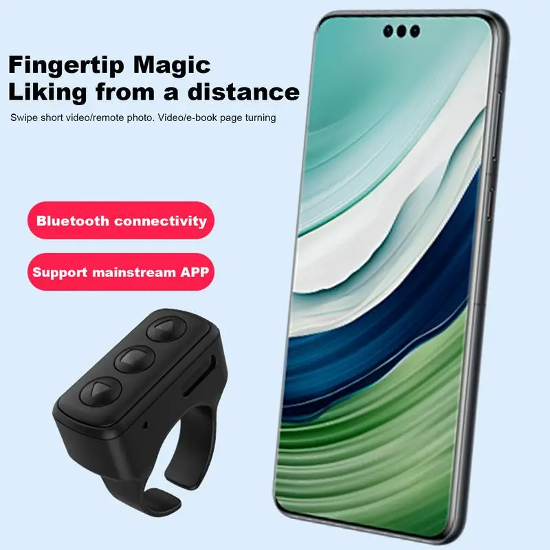 Wireless BT Ring Remote Control Phone Fingertip Selfie Video Controller Automatic Page Turner Browsing