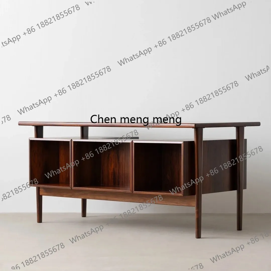 Retro style design, all solid wood high-end black walnut desk writing desk