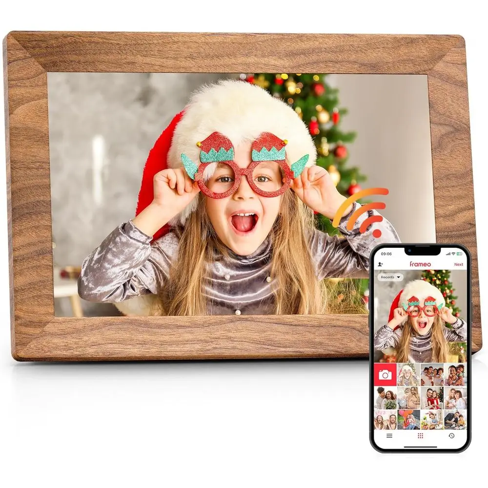 Cadre photo numérique 10,1 pouces avec 32 Go de stockage, écran tactile IPS 1280x800, rotation automatique, fixation murale, partage de photos/vidéos à distance