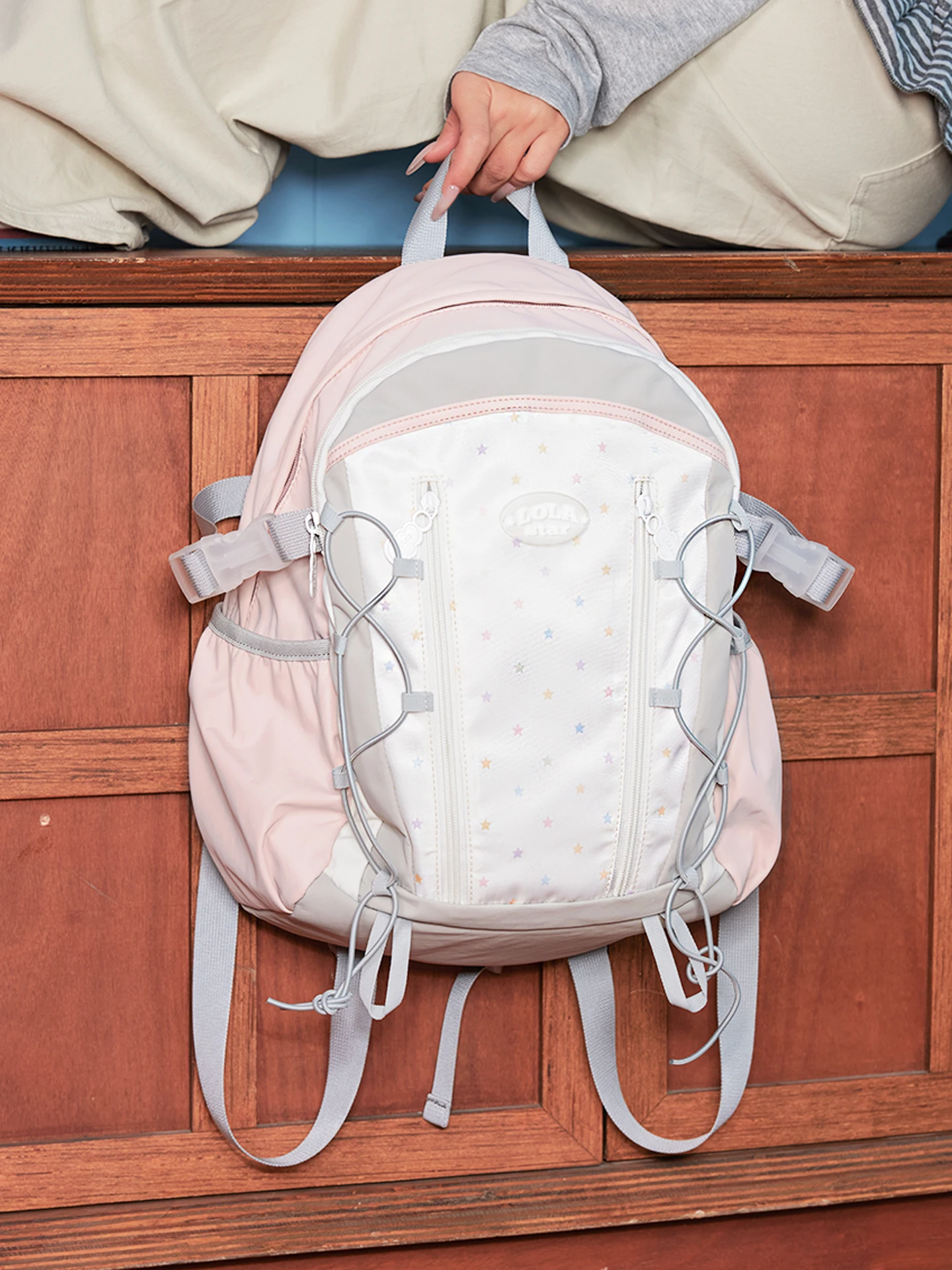 Sweet Cool Functionality  DESIGN Backpack for Commuting Students Computer Bag with Drawstring Sporty Dual Shoulder Straps