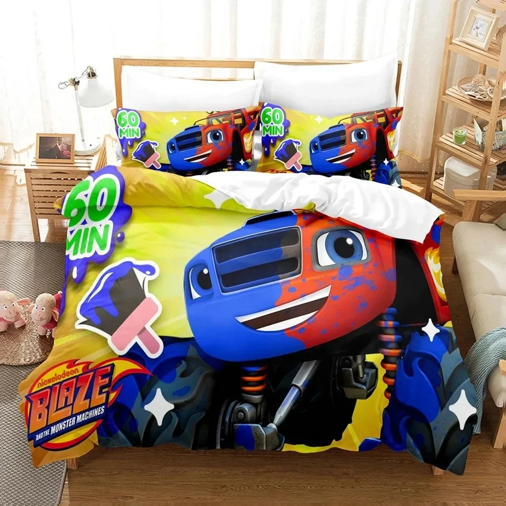 

3D Print Blaze Cartoon Monster Machines Bedding Set Double Twin King Duvet Cover Comforter Pillowcase Boys Girls Adults Bedroom