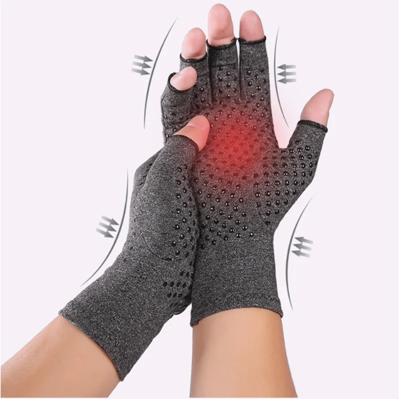 Arhtitis Gloves Men Women Therapy Compression Gloves Hand Arthritis Joint Pain Relief Health Care Half-finger Silicone Gloves