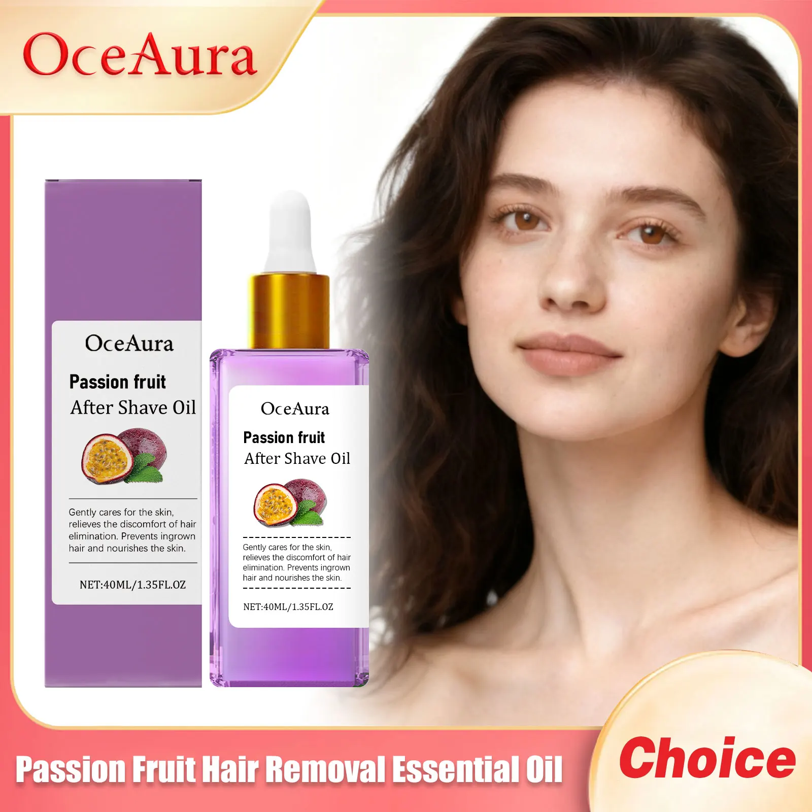 

OCEAURA Passion Fruit Hair Removal Essential Oil Inhibit Hair Growth Relieve Discomfort Sooth Hair Removal Massage Essential Oil