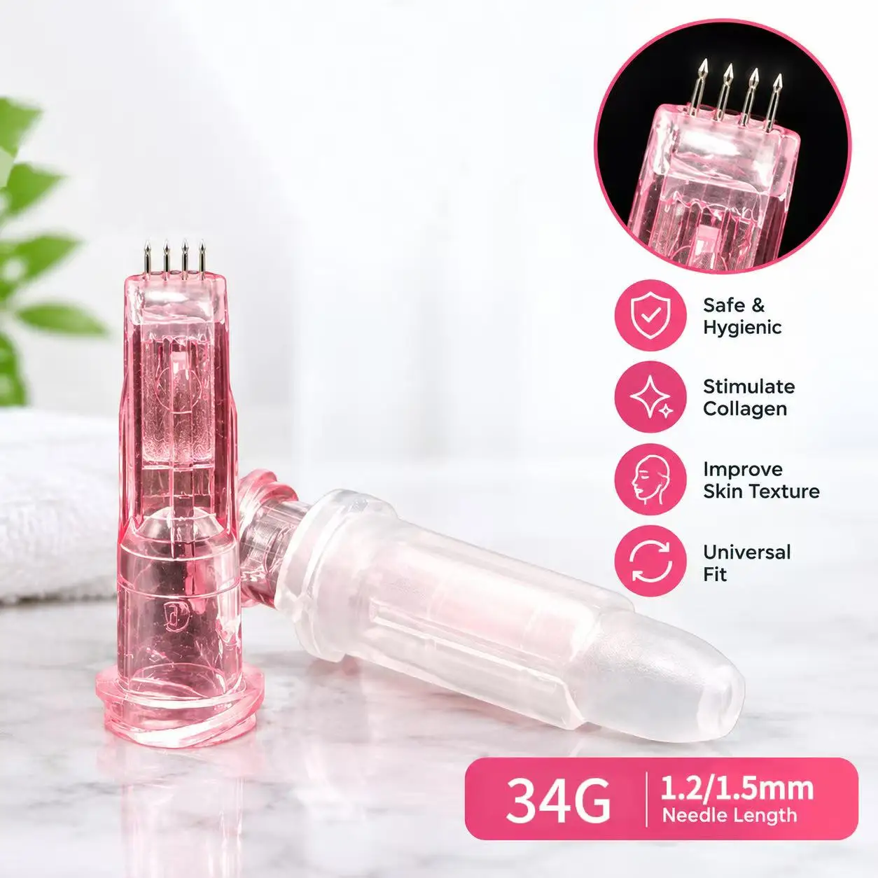 5/10/20Pcs 34G Ultrafine Nano Soft 4Pines 1.2/1.5 Painless Beauty Micro Needling Painless Microneedle Sterile Individually Pack