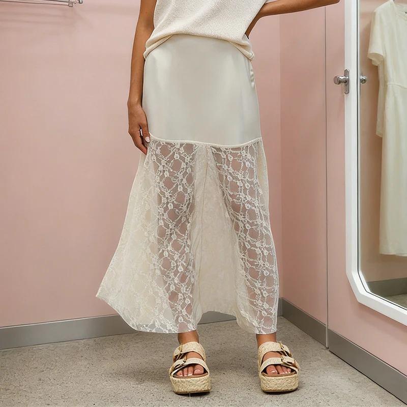 

Летняя женская юбка Trendix с вырезами и кружевом, прозрачная, с высокой талией, сетчатая, для вечеринок, пляжная, свободного кроя