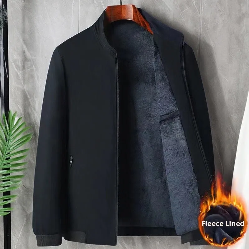 

Мужская теплая хлопковая верхняя одежда на подкладке Fce для среднего возраста и ли, свободная одежда большого размера с воротником-стойкой на молнии...