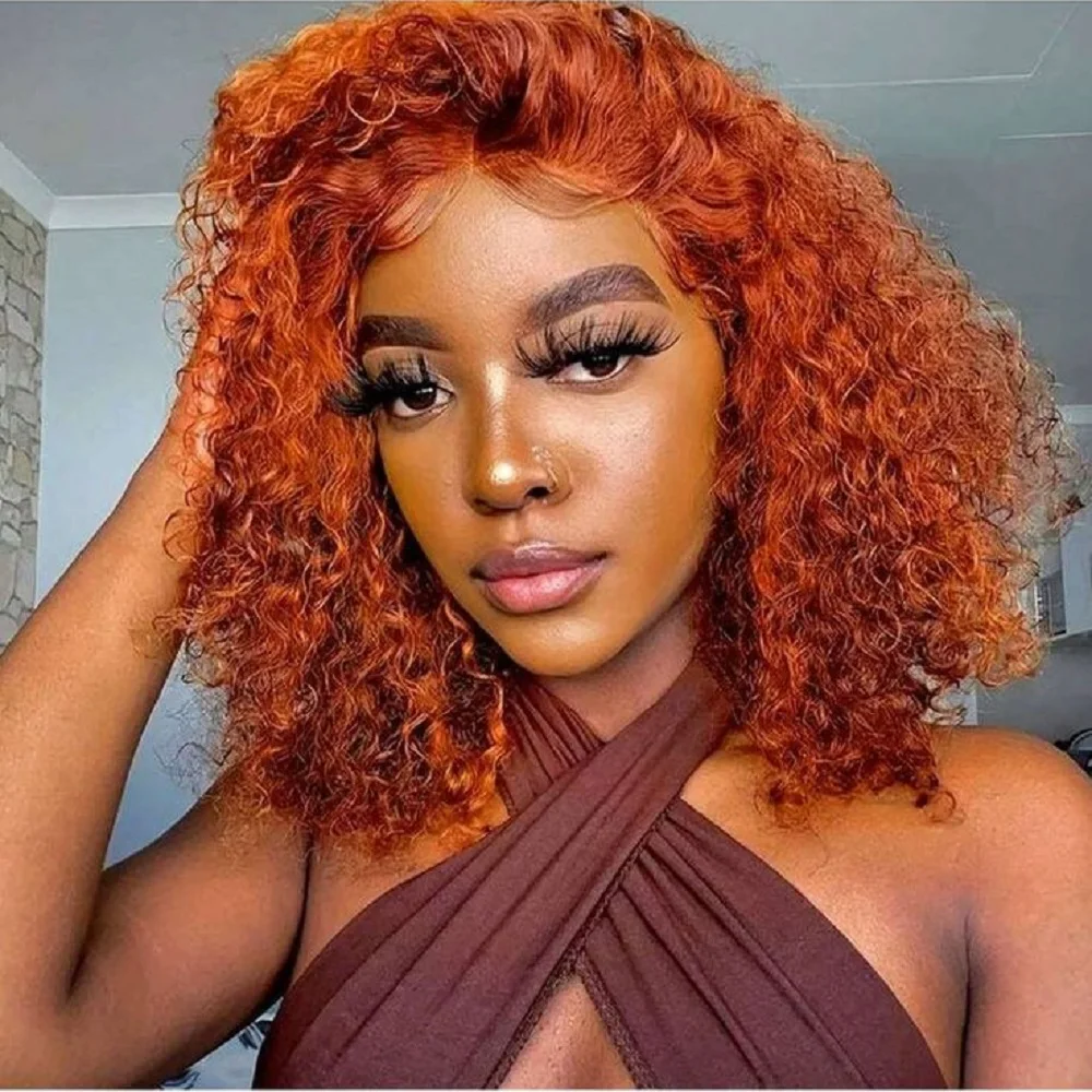 

Ginger Bob Wig Deep Wave 100% Human Hair 4x4 Transparent Lace Closure Wigs for Black Women Pre Plucked Wigs Human Hair
