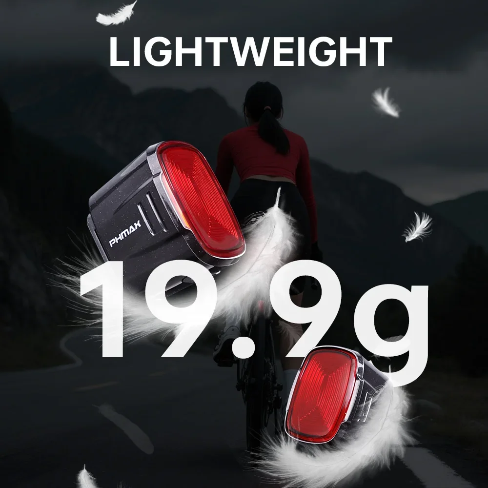 PHMAX Bicycle Rear light Power Display Cycling Taillight Long Endurance Waterproof Type-C Bicycle Tail Light Cycling Accessories