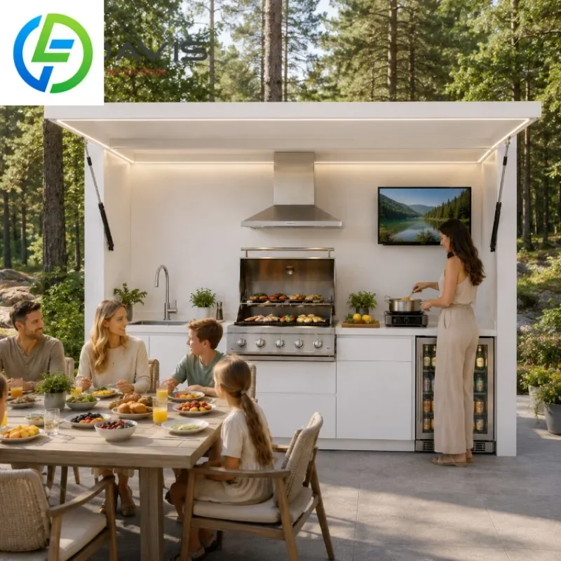 Modular Aluminum Alloy Outdoor Kitchen with Sink Grill and Storage Stylish Rust Proof Perfect for Backyard and Patio Entertain