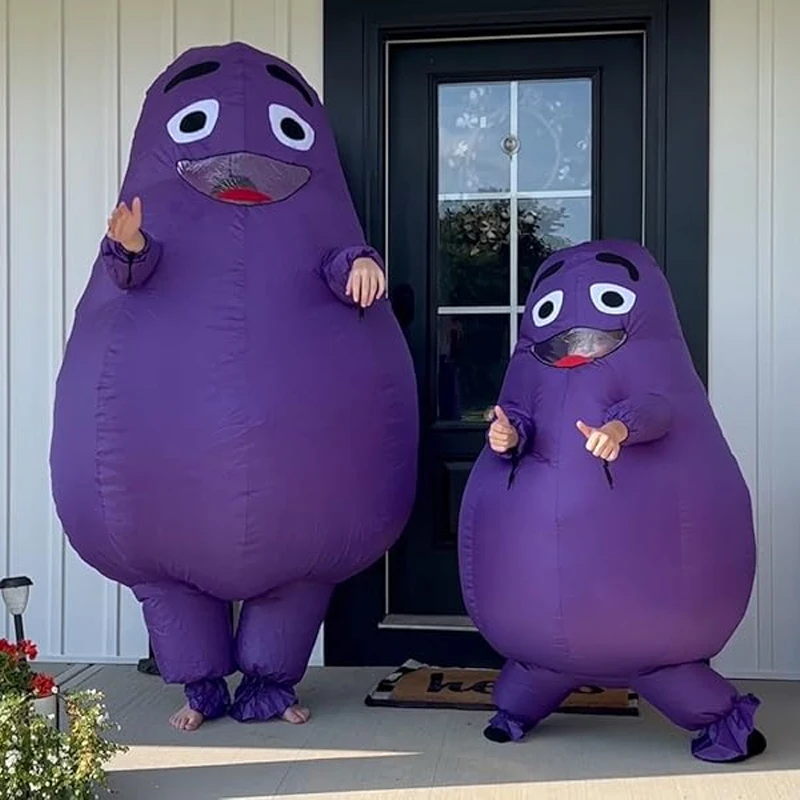 

Purple Eggplant Cosplay Inflatable Set Smiling Eggplant Inflatable Costume Halloween Party Novelty Dress Up Funny Costume