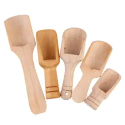 5 pezzi pale di sale manico in legno Mini pala di sale paletta cucchiaino latte macinato in polvere cucchiaini da caffè cucchiaio per condimenti utensili da cucina
