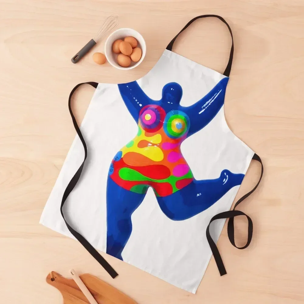 

Blue Nana Biriney - tribute to Niki de Saint Phalle Apron Kitchen Household Items Salon Dress waterproof for women Apron