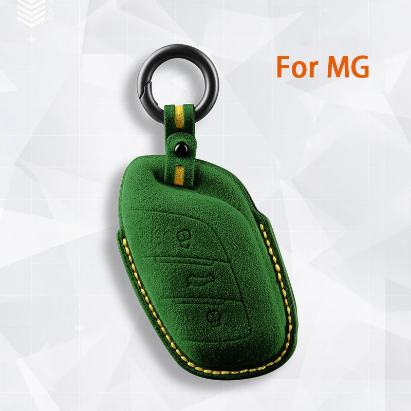 For MG ZS HS 5 6 EZS for Roewe RX8 RX5 RX3 I6 I5 Suede Remote Car Key Case Holder Shell Keychain for MG Car Key Fob