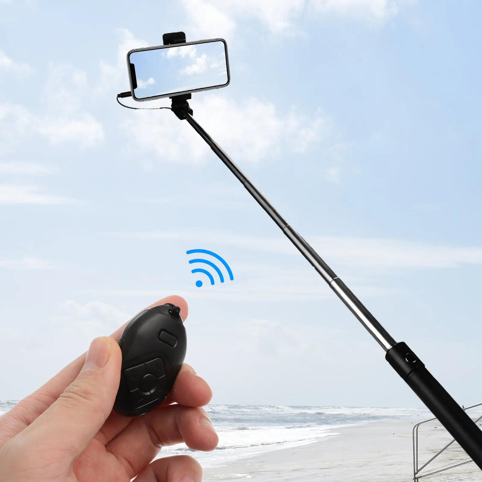 

1Pcs Compact Wireless Selfie Remote Controller for Smartphones Supports Photo Taking Like Pause Volume Brightness Adjustment Up
