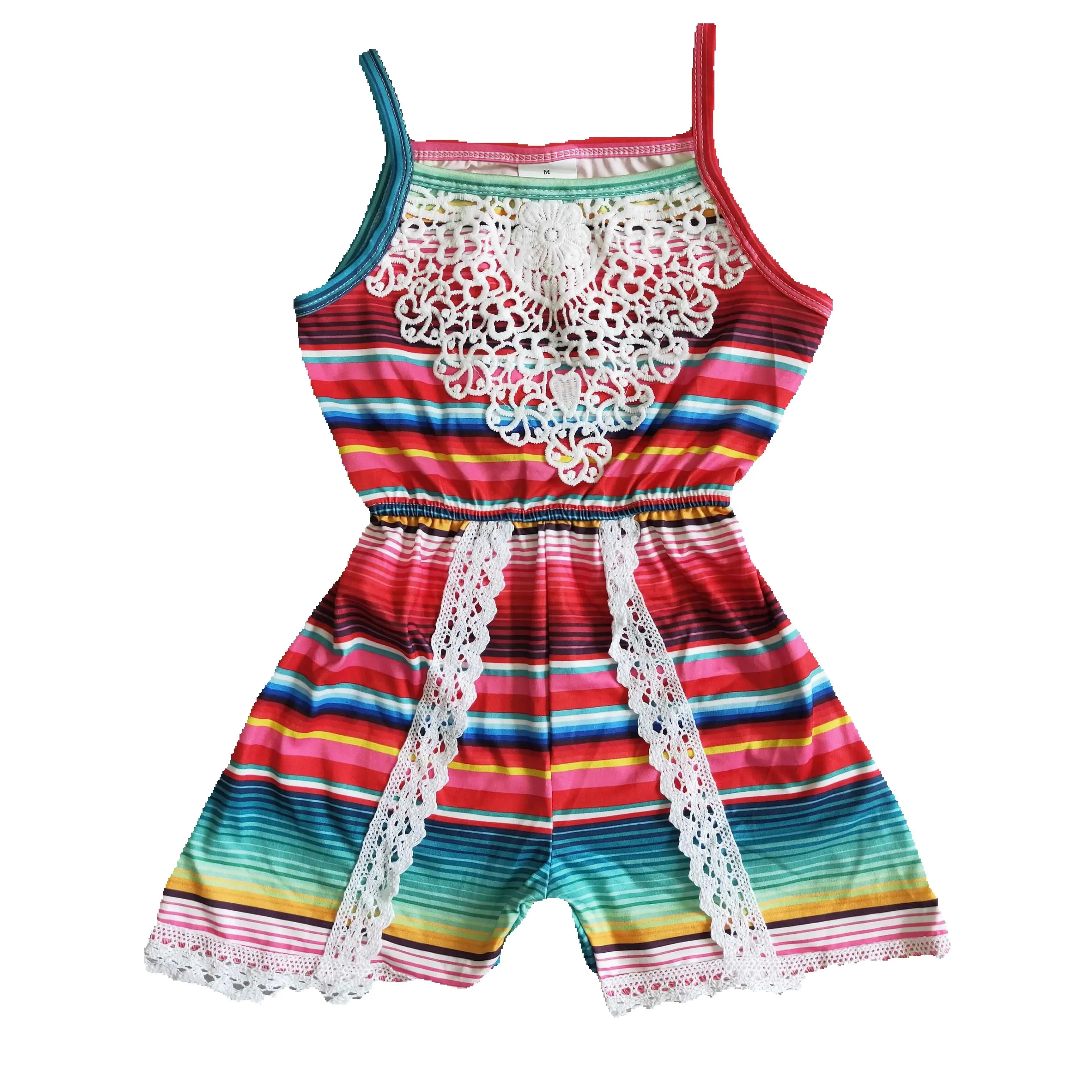 

Stripe lace romper