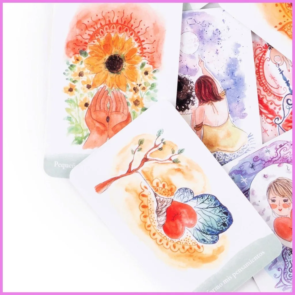 6*8.9cm Crianza Espiritual Spanish Oracle Cards 40-Piece Spiritual Parenting Affirmation Deck, Watercolor Cards for Meditation