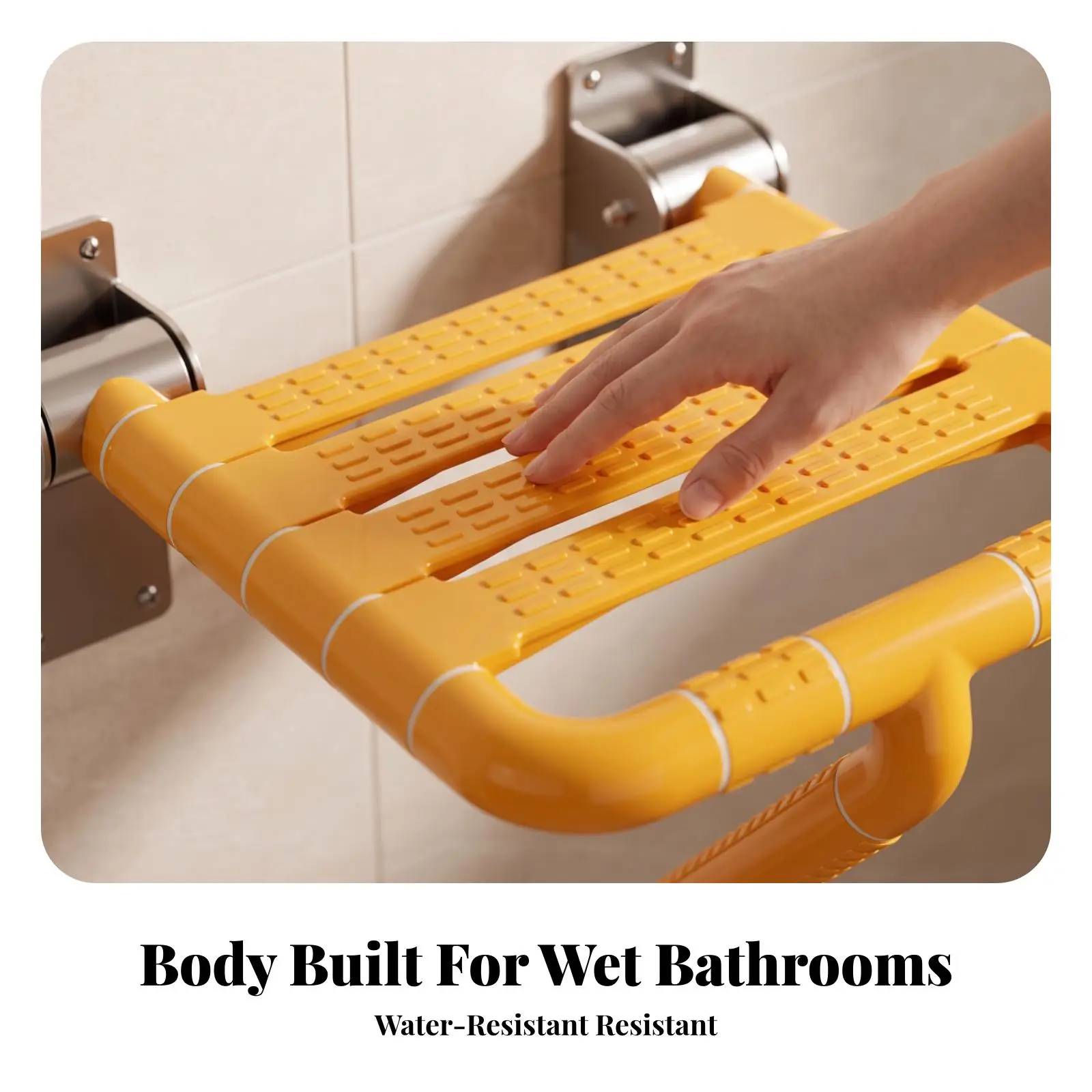 Secure Wall Mounted Bath Seat with Hinged Leg Folding Shower Chair for Small Bathroom Nonslip Sitz Bath Seat