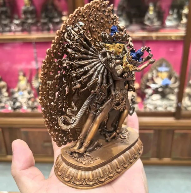 15CM Tibet Kalacakravajra Kalachakra dus khor Protector Buddha Copper Statue
