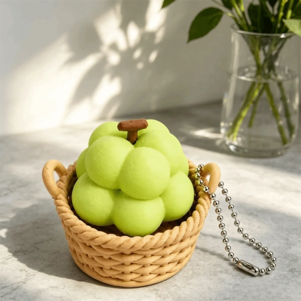 Simulation Fruit 3D Printed Keychain Simulation Vegetables Food Shaped Clicker Keychain 3D Printed Cute Reduce Pressure Keychain