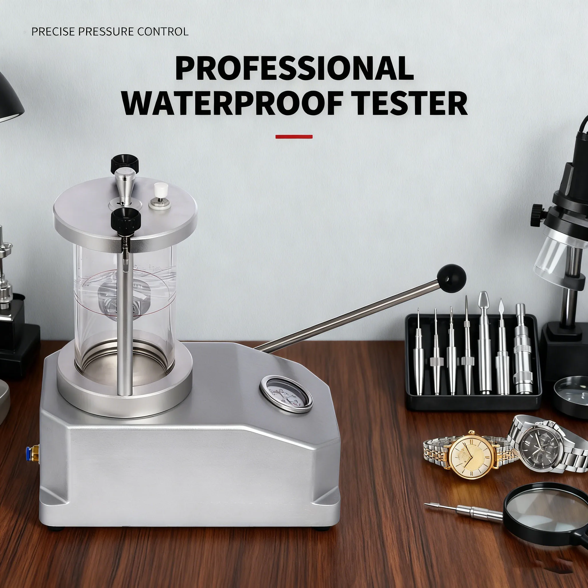 

Водонепроницаемый тестер давления в корпусе часов, серебряные ручные часы, водонепроницаемый испытательный инструмент для дома, магазины часов, рождественский подарок распродажи