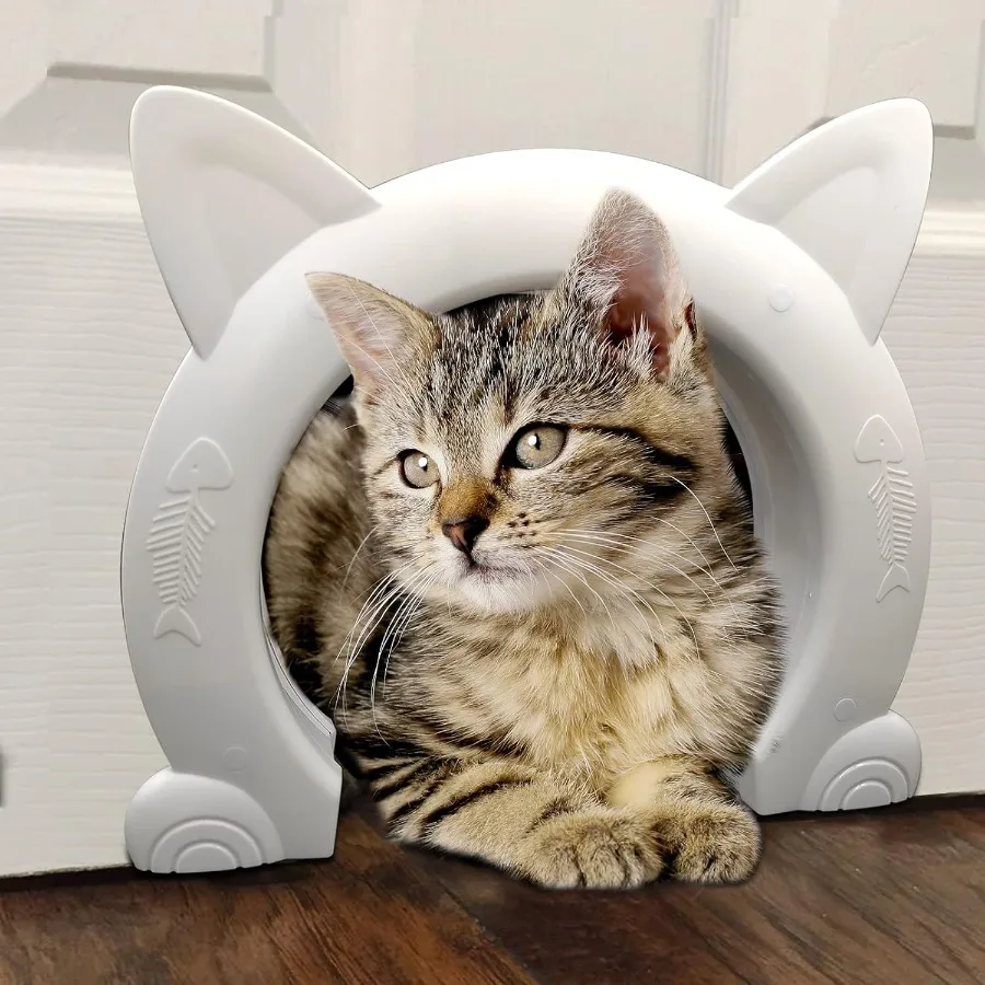 室内ドア用猫ドア 隠しペットトイレ 猫用ペットドア 最大25ポンドの猫用 ペットボックス パススルー開口部 8.46x7.87インチXL