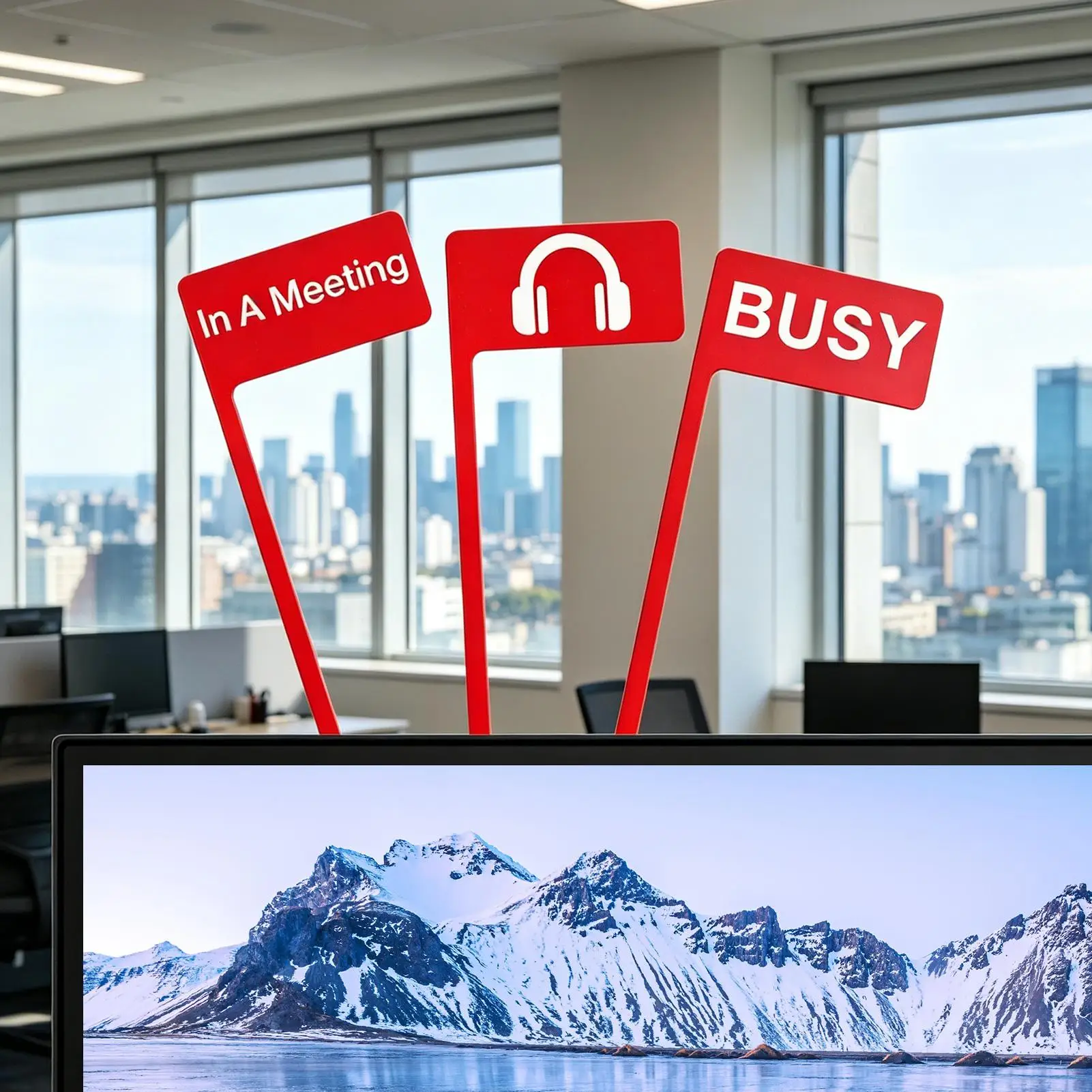 Office Desk Flag 3 Pieces Portable Focus Indicator Sign Red Alert Office Desk Flag for Women Home Work Computer Station School