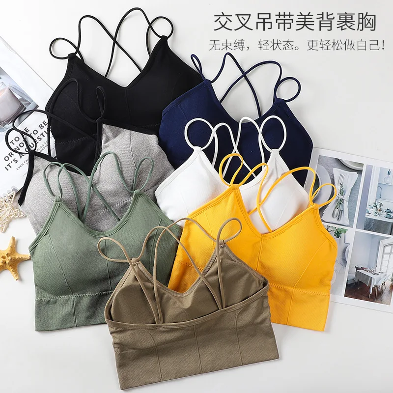 Adjustable Beauty Back Sling Seamless Wrapped Chest Tube Top Teenage Leisure Yoga Outerwear Bottoming Vest Bra Underwear