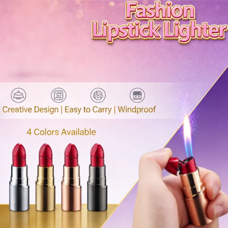 

Lovely Lipstick-shaped Flint Lighter - Butane Refillable Open Flame, Portable Lady’s Smoking Accessory & Perfect Christmas Gift