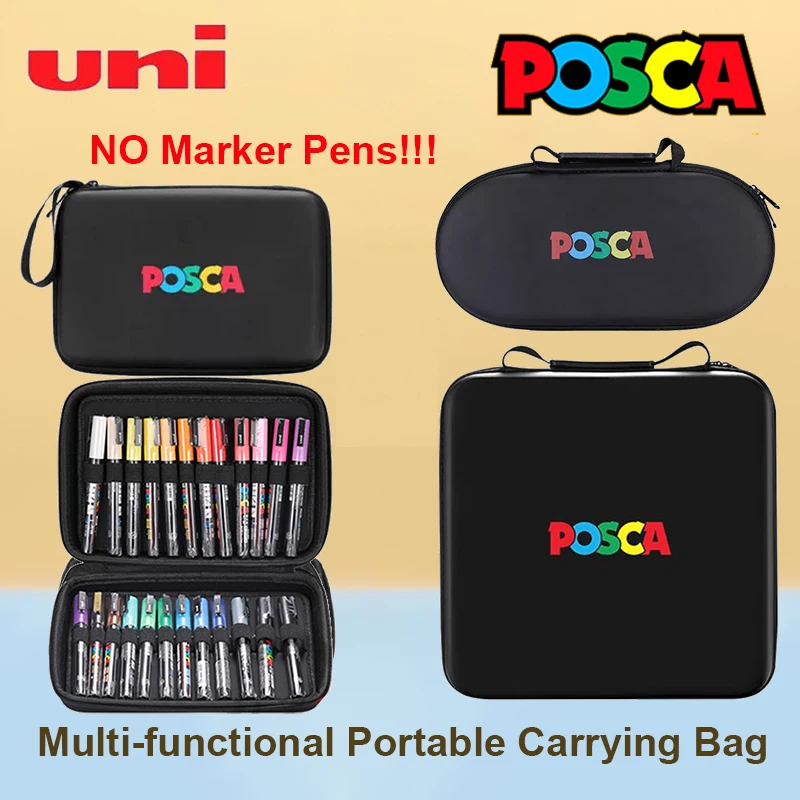 Uni Kids Art Storage Bags, 24/36/48/72 Slots Multifunctional Carry-on Paintings Case, Portable Posca Handbag Japanese Stationery