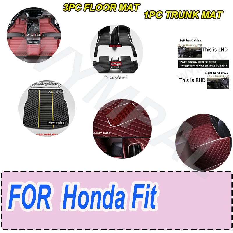 

LUXURY Floor Mats Car For Honda Fit Jazz Hybrid GP5 GP6 2014~2020 Waterproof Protection Floor Mat