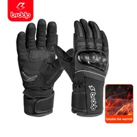 BSDDP Genuine Leather Goatskin Motorcycle Long Gloves  Winter Vintage Style for Men & Women Perfect for Motocross, MTB Riding