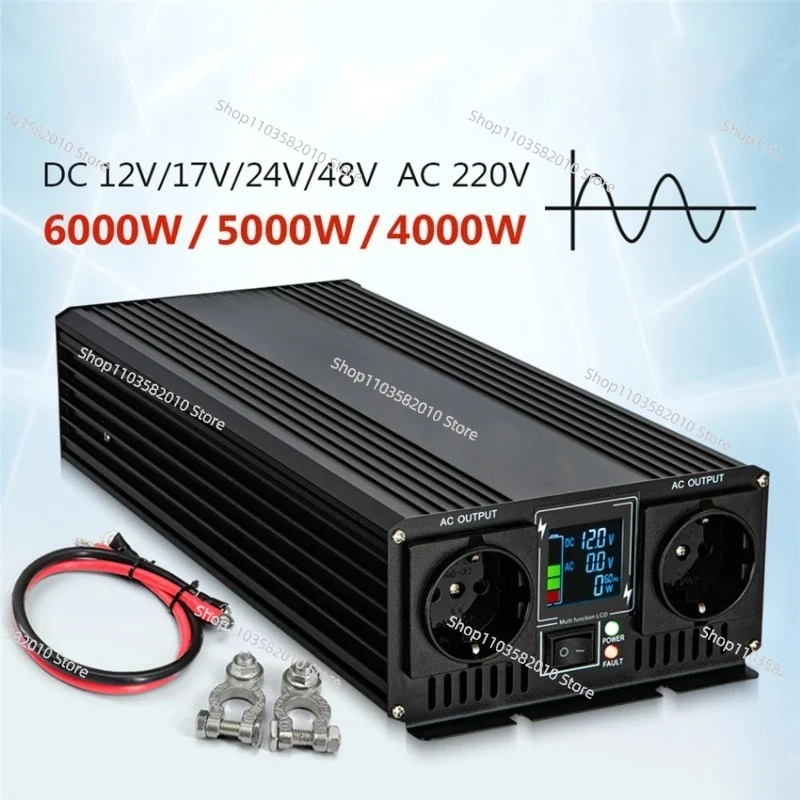 4000W 5000W 6000W High-Power Solar Pure Sine Wave Inverter, DC 12V 17V 24V 48V to AC 220V