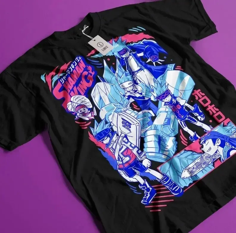 Camiseta Shaman King Yoh Asakura, anime japonés de gran tamaño, producto popular, alta calidad, unisex, cómoda, para parejas, mangas cortas Y2k