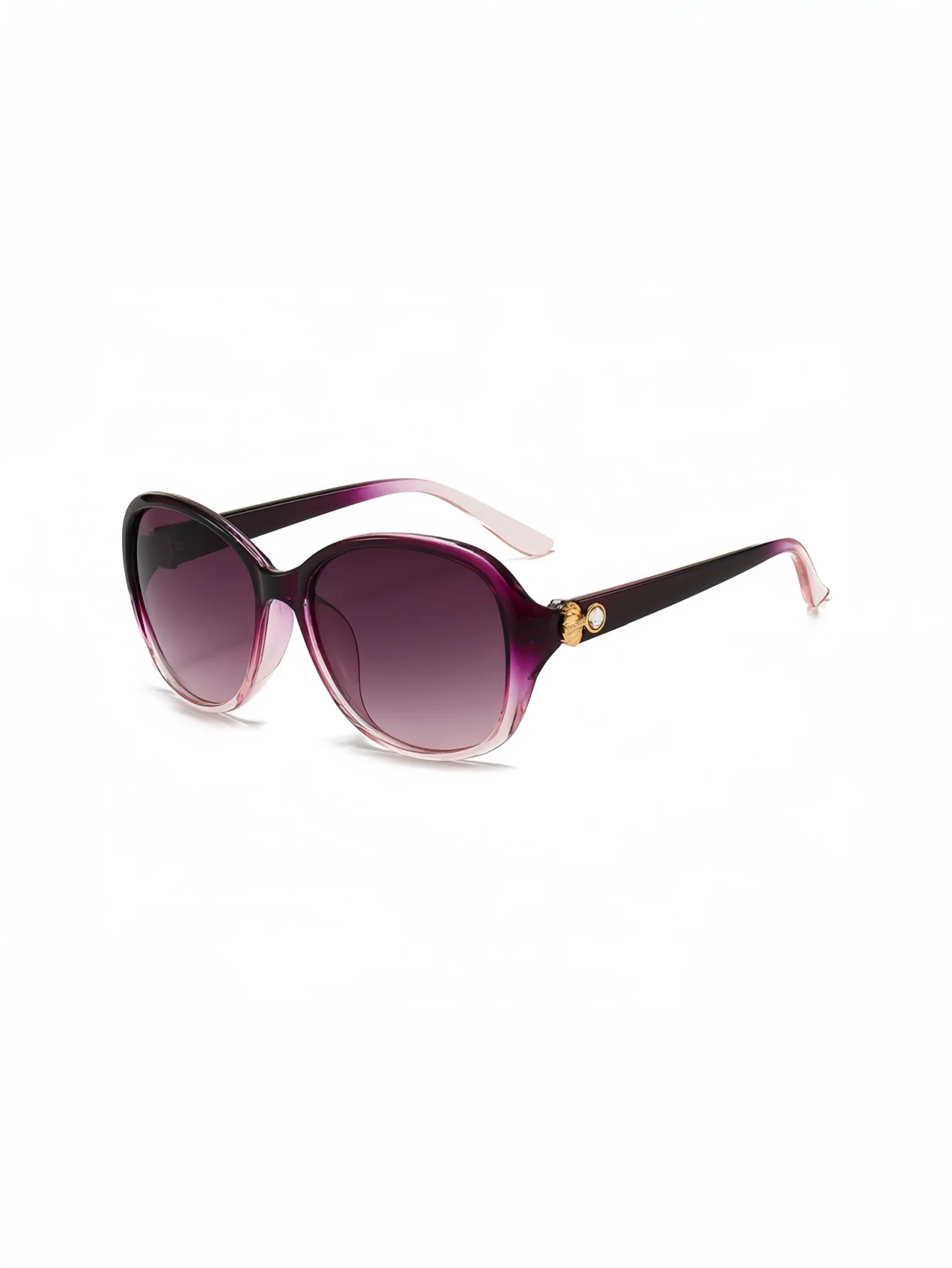 European and American women's retro round frame with metal plated accessories, exquisite and atmospheric sunglasses, daily sun p view 6