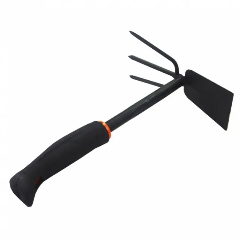 

Thicken Dual Use Small Hoe for Loosening Soil Gardening Tool with Three Tooth Harrow Head, Iron Head Dual Purpose Hoe