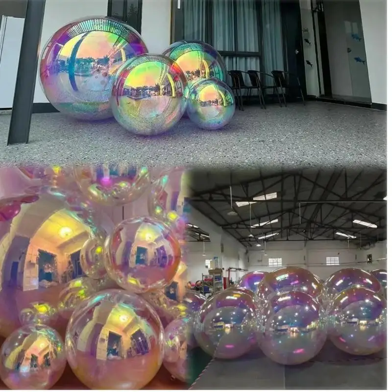 

6pcs Solid Color Double-Layer Thickened Inflatable Mirror Ball Reflective Balloon For Home Shopping Mall Event Wedding Stage