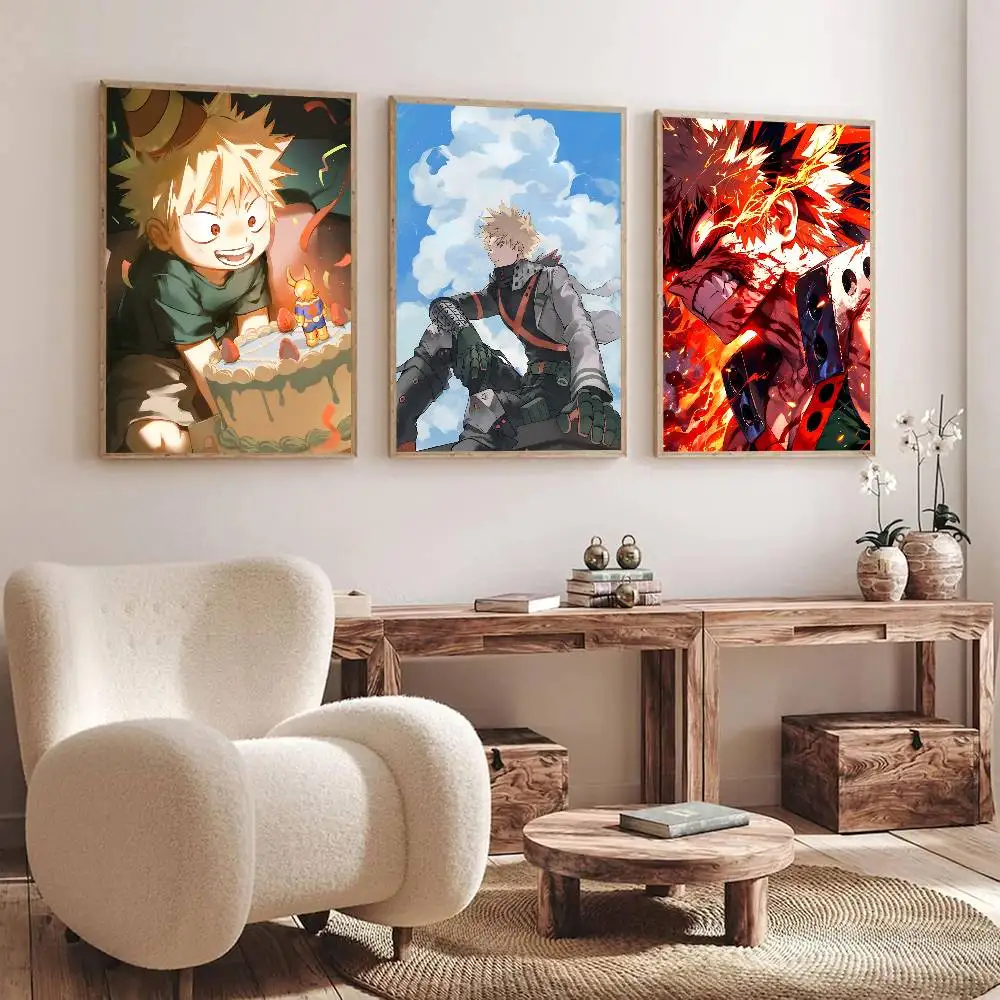 Cartoon My Hero A-Academia Bakugo Katsuki Anime Posters Fancy Wall Sticker for Living Room Bar Decoration Wall Decor