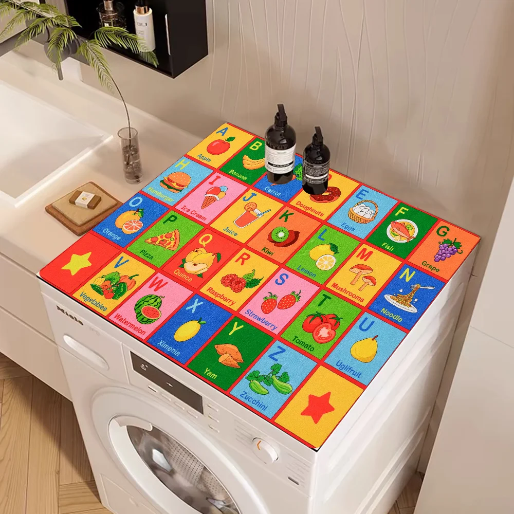 ABC Cartoon Kids Playroom Alphabet Super Absorbent Coffee Mat Dish Draining Mat Large Kitchen Drying Mat Quick Dry Bathroom