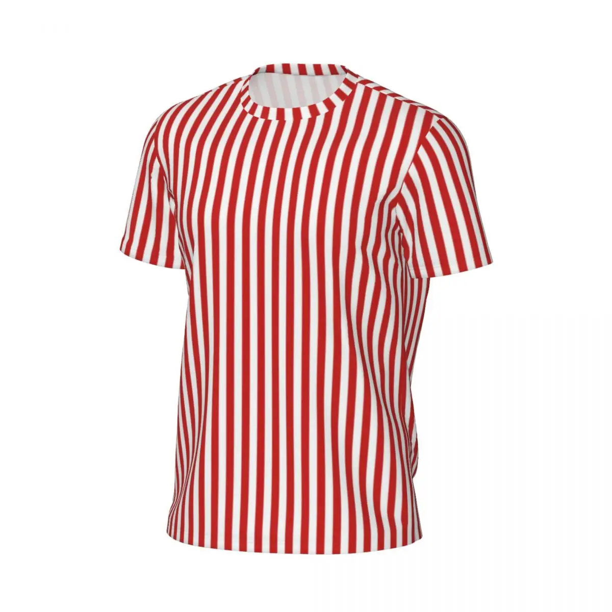 Sports T-Shirt For Man Vertical Red Striped T Shirts Hip Hop White Lines Print Summer Tee Shirt Classic Custom Clothes Plus Size