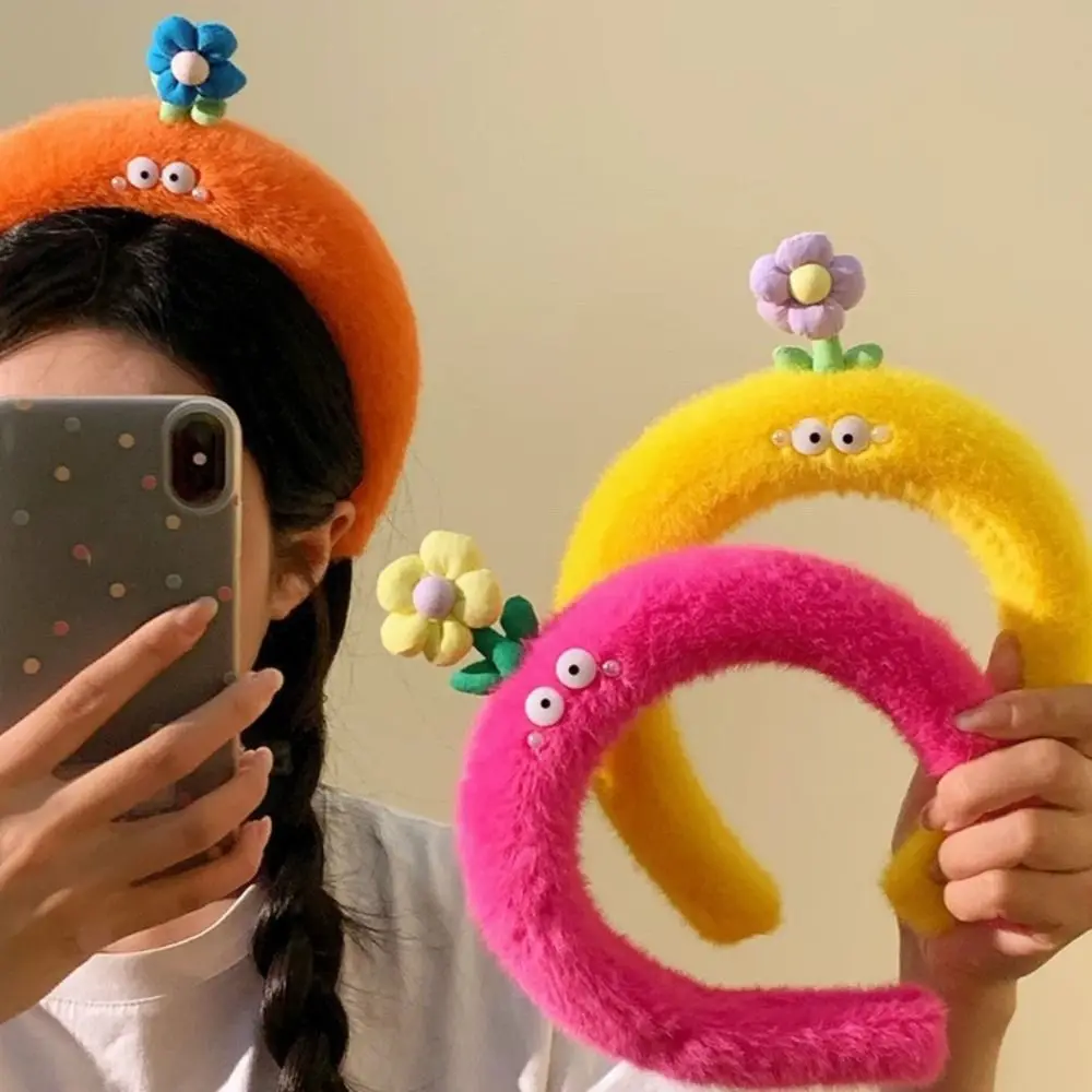 

Kawaii Cartoon Plush Hairband Korean Style Candy Color Flower Headband Headwear Hair Accessories Funny Hair Hoop Girls/Female