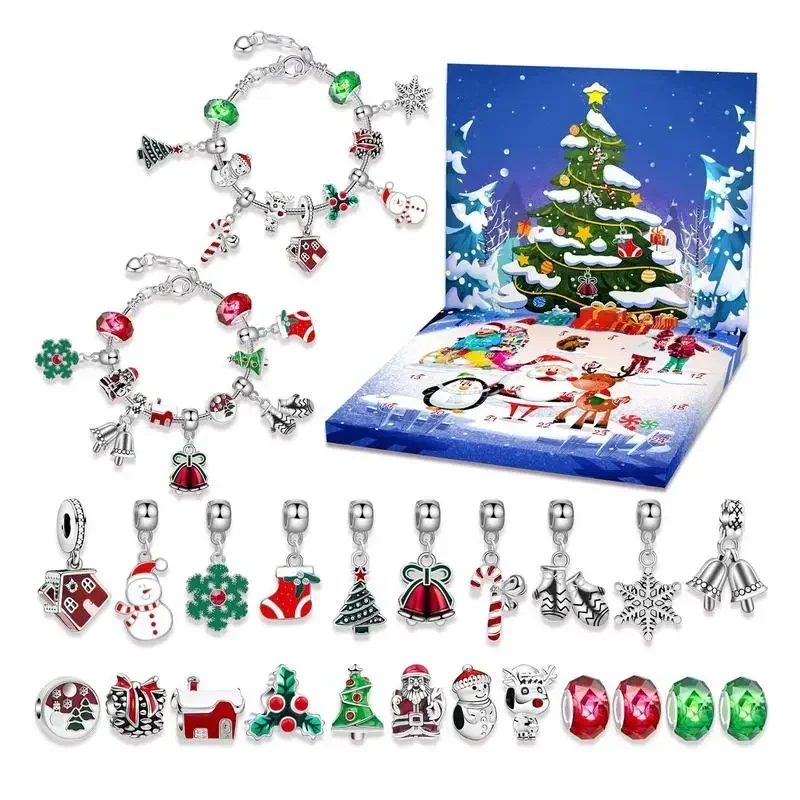 Advent Calendar 2025 New Year 2024 Jewelry Advent Christmas Bracelet For 24 Days Countdown Festive Jewelry Crafting Kit Kid Gift