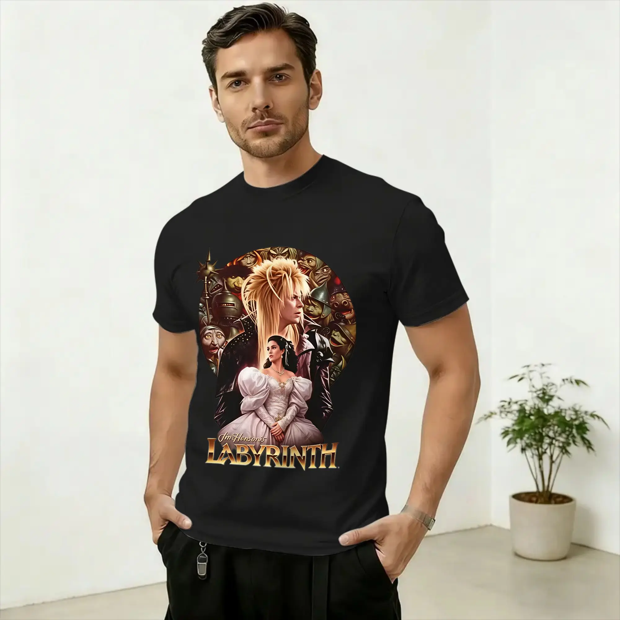 Movie Labyrinths T-Shirts for Men  Creative Pure Cotton Tees O Neck Short Sleeve T Shirts Gift Idea Clothing
