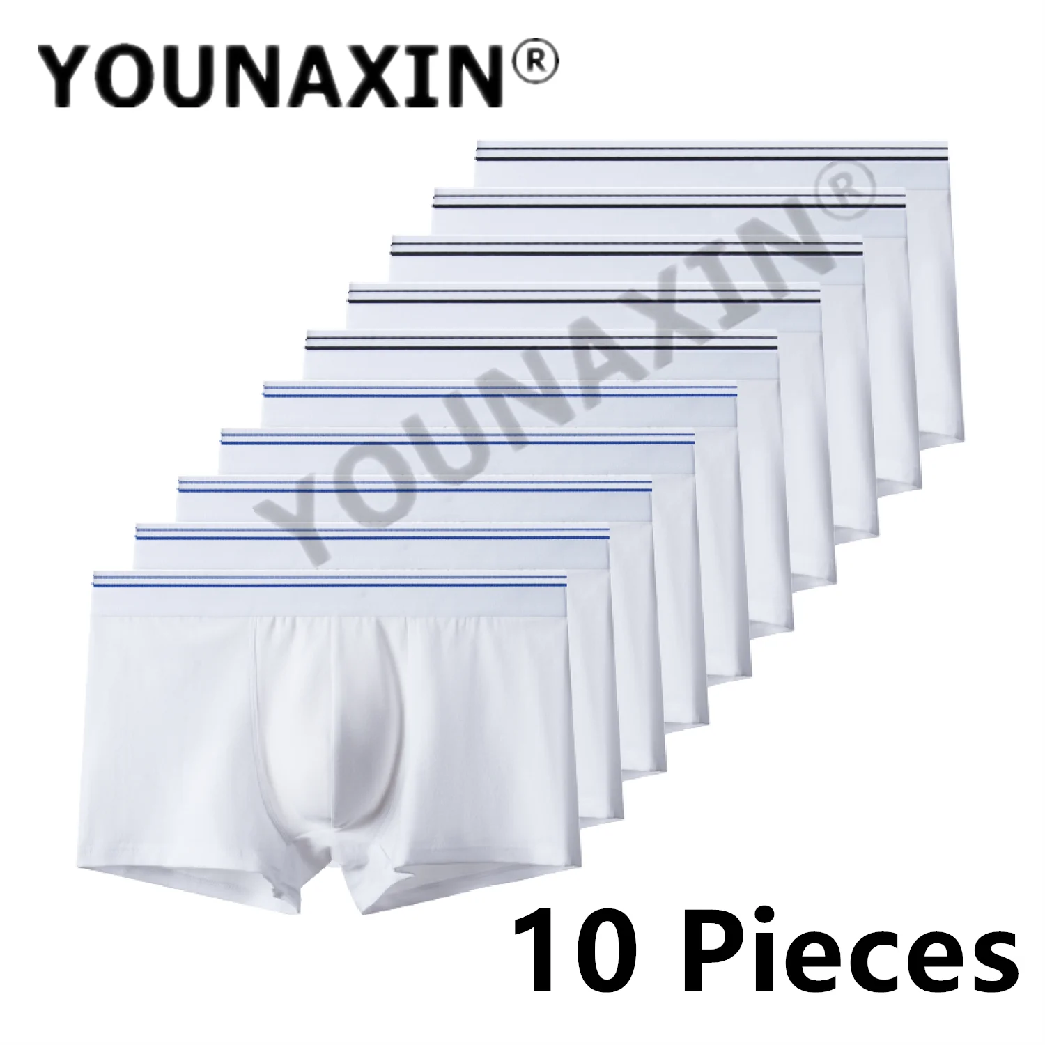 YOUNAXIN 10 Pieces Plus Size Men Underwear Boxers Shorts Knickers Panties Homme White Underpants Cotton Undies