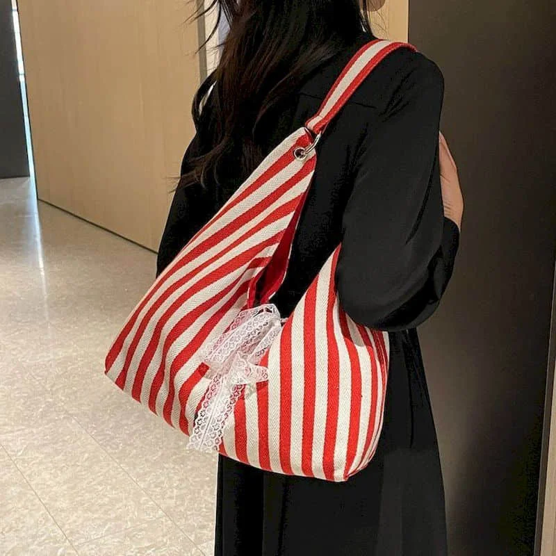 

Canvas Tote Bags for Women Casual High-capacity Two-sided Shoulder Bag Commuting Student Shopping Bags Female 2025 New in Trendy