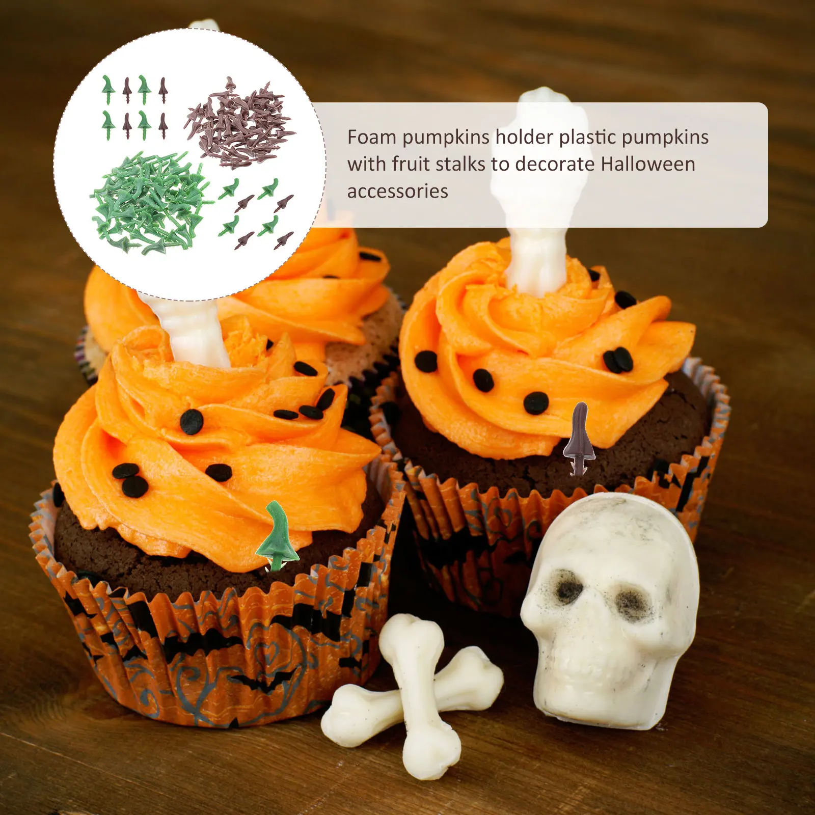 100Pcs Halloween Pumpkin Stem Plastic Stalk for DIY Foam Pumpkins Harvest Festival Decoration Craft Supply Pumpkin Making Base