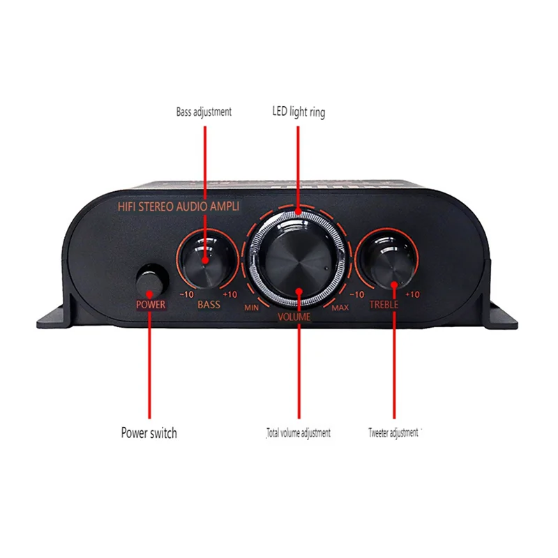 53CC Stereo Amplifier Home Stereo 20Wx2 Power Amplifier 2 Channel Stereo Component For Passive Speakers